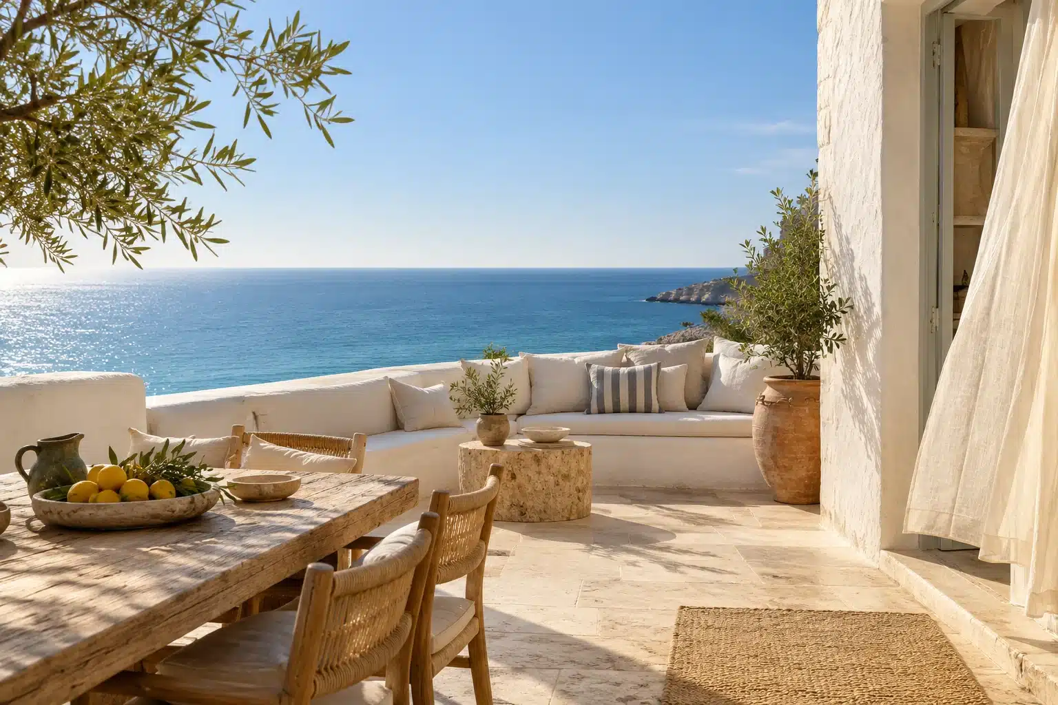 Terrazza mediterranea affacciata sul mare, immagine illustrativa